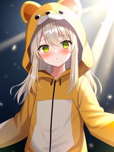 Preview wallpaper girl, blush, hood, anime