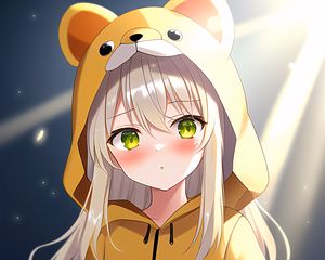 Preview wallpaper girl, blush, hood, anime