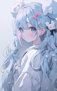 Preview wallpaper girl, blush, jewelry, cute, hairpins, bright
