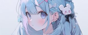 Preview wallpaper girl, blush, jewelry, cute, hairpins, bright