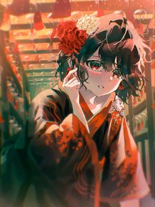 Preview wallpaper girl, blush, kimono, anime