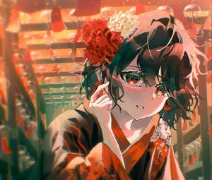 Preview wallpaper girl, blush, kimono, anime