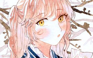 Preview wallpaper girl, blush, kimono, watercolor, anime