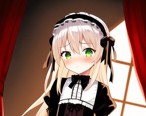 Preview wallpaper girl, blush, maid, anime, window