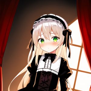 Preview wallpaper girl, blush, maid, anime, window