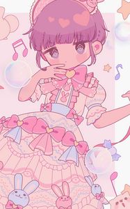 Preview wallpaper girl, blush, notes, anime, pink