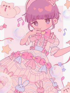 Preview wallpaper girl, blush, notes, anime, pink