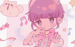 Preview wallpaper girl, blush, notes, anime, pink