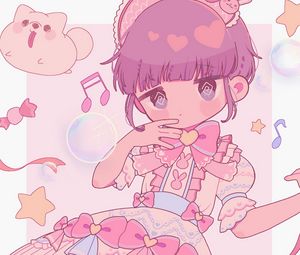 Preview wallpaper girl, blush, notes, anime, pink