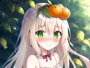 Preview wallpaper girl, blush, oranges, anime