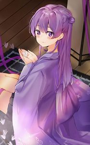 Preview wallpaper girl, blush, origami, anime, purple