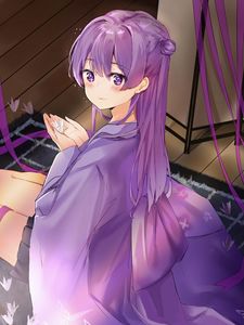 Preview wallpaper girl, blush, origami, anime, purple
