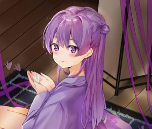 Preview wallpaper girl, blush, origami, anime, purple