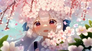 Preview wallpaper girl, blush, sakura, flowers, anime
