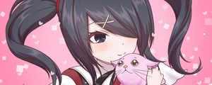 Preview wallpaper girl, blush, smile, cat, anime