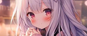 Preview wallpaper girl, blush, smile, ears, hairpin, anime