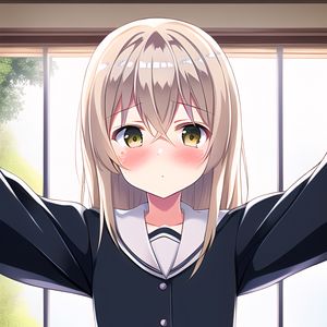 Preview wallpaper girl, blush, window, anime, selfie