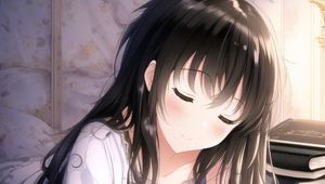 Preview wallpaper girl, book, anime, light