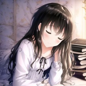 Preview wallpaper girl, book, anime, light