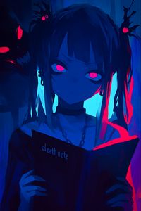 Preview wallpaper girl, book, art, anime, blue