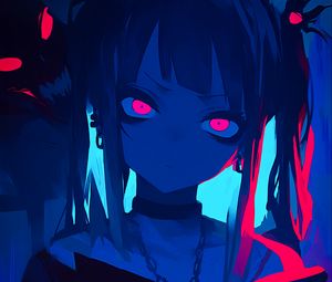 Preview wallpaper girl, book, art, anime, blue