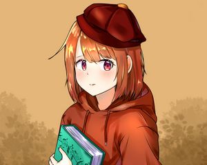 Preview wallpaper girl, book, glance, anime