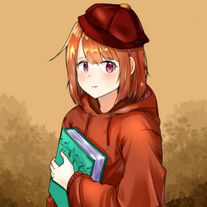 Preview wallpaper girl, book, glance, anime