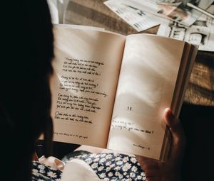 Preview wallpaper girl, book, text, words