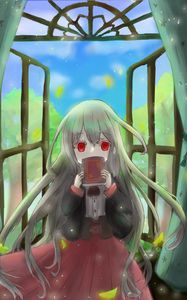 Preview wallpaper girl, book, window, anime
