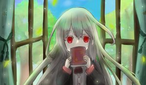 Preview wallpaper girl, book, window, anime
