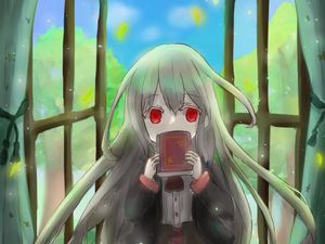 Preview wallpaper girl, book, window, anime