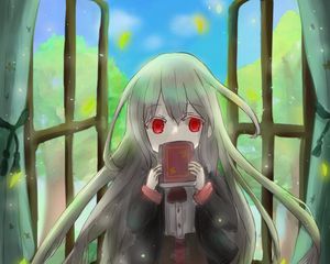 Preview wallpaper girl, book, window, anime