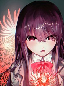 Preview wallpaper girl, bow, flower, anime