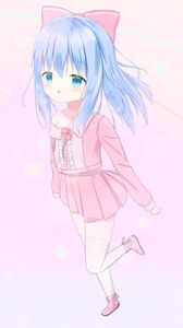 Preview wallpaper girl, bow, running, anime, art