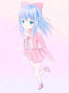 Preview wallpaper girl, bow, running, anime, art