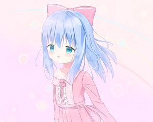Preview wallpaper girl, bow, running, anime, art