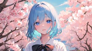 Preview wallpaper girl, bow, sakura, spring, anime