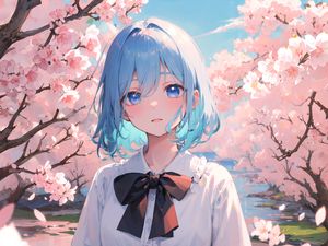 Preview wallpaper girl, bow, sakura, spring, anime