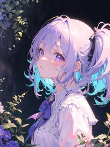 Preview wallpaper girl, bows, anime, art, flowers