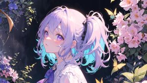 Preview wallpaper girl, bows, anime, art, flowers