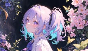 Preview wallpaper girl, bows, anime, art, flowers