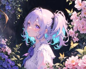 Preview wallpaper girl, bows, anime, art, flowers