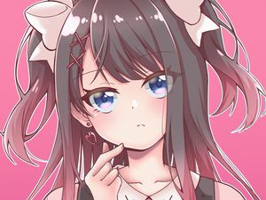 Preview wallpaper girl, bows, gesture, heart, anime