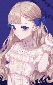Preview wallpaper girl, bows, glance, anime, art, blue