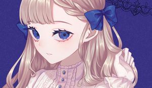 Preview wallpaper girl, bows, glance, anime, art, blue