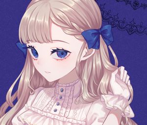 Preview wallpaper girl, bows, glance, anime, art, blue