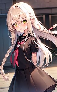 Preview wallpaper girl, braids, dress, anime