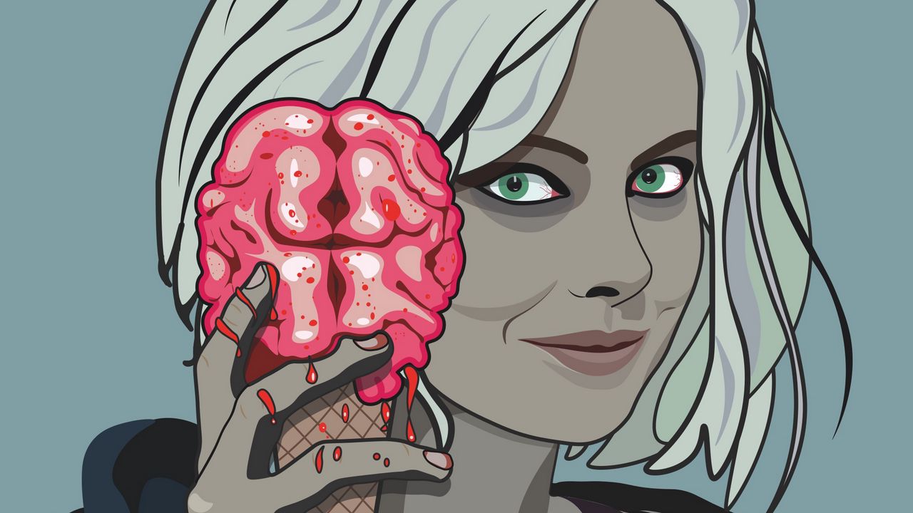 Wallpaper girl, brain, ice cream, halloween