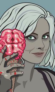 Preview wallpaper girl, brain, ice cream, halloween