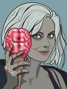 Preview wallpaper girl, brain, ice cream, halloween